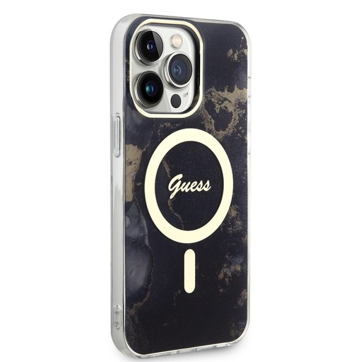 Apple iPhone 14 Pro Max Guess Marble IML MagSafe husă (Negru) - GUHMP14XHTMRSK