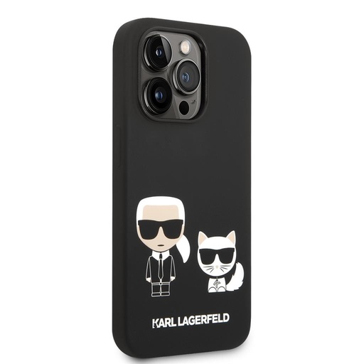 Apple iPhone 14 Pro Max Karl Lagerfeld & Choupette lichid husă din silicon (Negru) – KLHCP14XSSKCK
