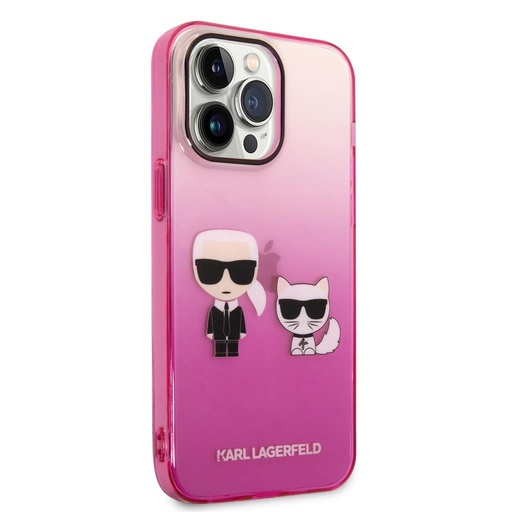 Apple iPhone 14 Pro Max Karl Lagerfeld Gradient Karl and Choupette husă (Roz) – KLHCP14XTGKCP