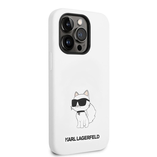 Apple iPhone 14 Pro Karl Lagerfeld Liquid Silicone Choupette NFT husă (Alb) – KLHCP14LSNCHBCH
