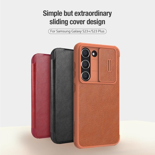 Samsung Galaxy S23 Plus Nillkin Qin pro cu protecție cameră husă tip carte (Negru)