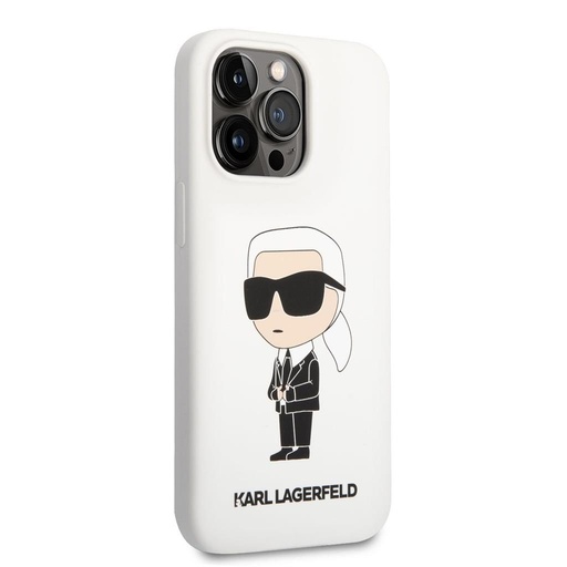 Apple iPhone 13 Pro Karl Lagerfeld Liquid Silicone Iconic NFT husă (Alb) – KLHCP13LSNIKBCH