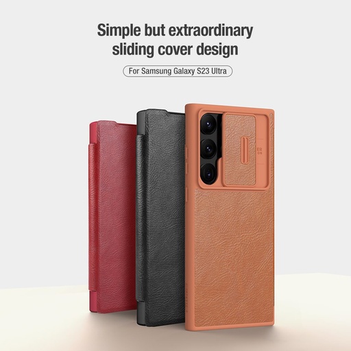 Samsung Galaxy S23 Ultra Nillkin Qin pro cu protecție cameră husă tip carte (Negru)
