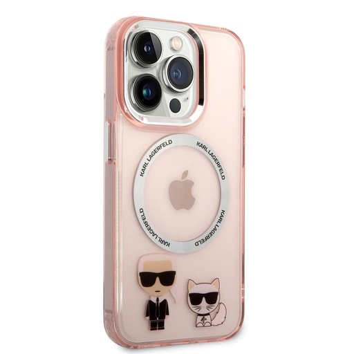 Apple iPhone 14 Pro Karl Lagerfeld MagSafe Compatible Karl and Choupette husă (Roz) – KLHMP14LHKCP