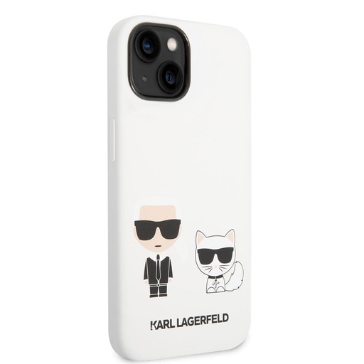 Apple iPhone 14 Karl Lagerfeld & Choupette lichid husă din silicon (Alb) – KLHCP14SSSKCW