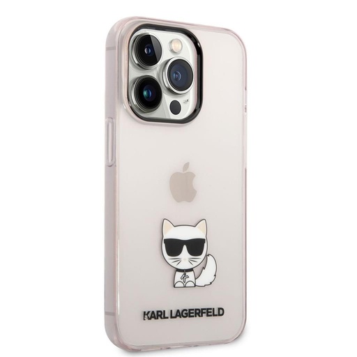 Apple iPhone 14 Pro (Roz) Karl Lagerfeld Choupette Logo husă - KLHCP14LCTTRI