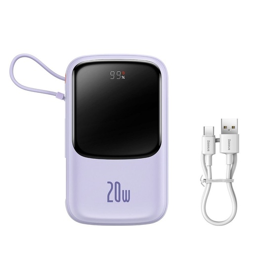 BASEUS QPow powerbank, 10000mAH cu capacitate,20W de încărcare cu putere, lightning cu cablu mov