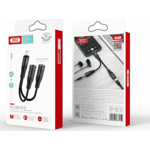 XO NB181B audio adapter (Negru) – Lightning–3,5 mm + Lightning, Bluetooth de transmisie cu funcție