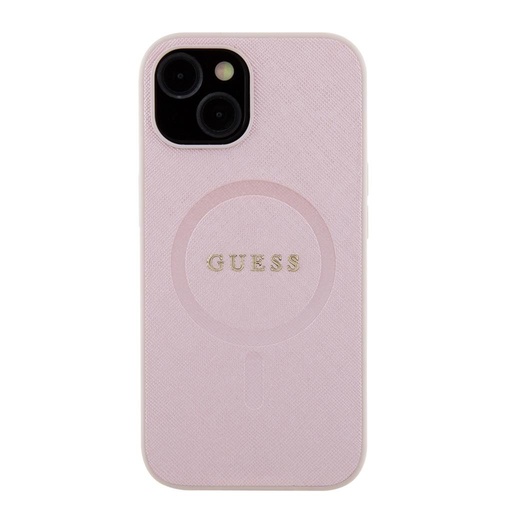 Apple iPhone 15 Guess PU Saffiano MagSafe husă (Roz) - GUHMP15SPSAHMCP