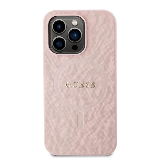 Apple iPhone 15 Pro Guess PU Saffiano MagSafe husă (Roz) - GUHMP15LPSAHMCP