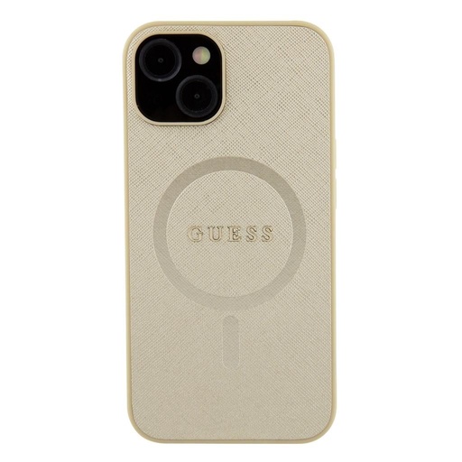 Apple iPhone 15 Guess PU Saffiano MagSafe husă (Bej) - GUHMP15SSPSAHMCB