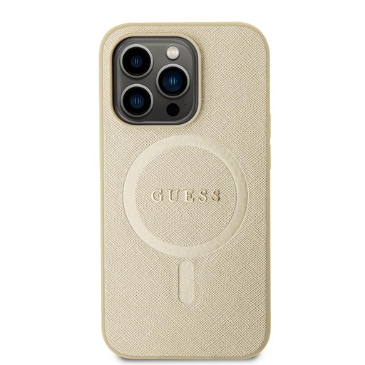 Apple iPhone 15 Pro Guess PU Saffiano MagSafe husă (Bej) - GUHMP15LPSAHMCB