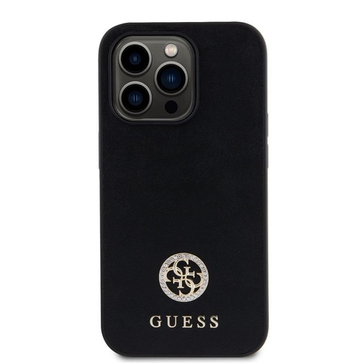 Apple iPhone 15 Pro Max Guess PU 4G Strass Metal Logo husă (Negru) - GUHCP15XPS4DGPK