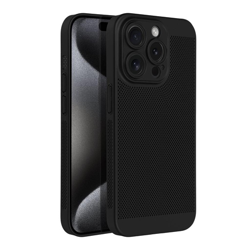 Apple iPhone 15 Pro Breezy perforat plastic husă spate (Negru)