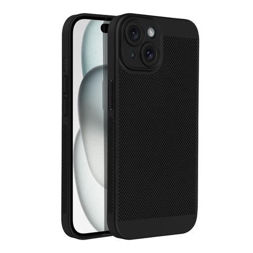 Apple iPhone 15 Breezy perforat plastic husă spate (Negru)