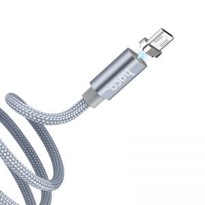 Hoco U40A 1M magnetic aluminiu aliaj microUSB cablu (magnetic capăt de încărcare), gri