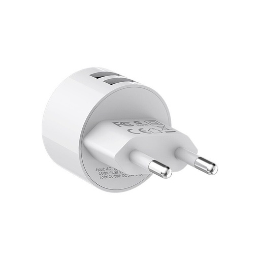 Borofone BA23A de rețea încărcător (2 USB port), 5V 2,4A, alb