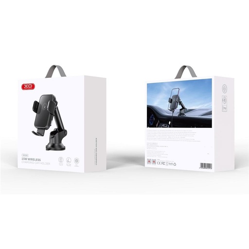 XO WX036 suport auto inductiv cu încărcare (Negru) - 15W cu ventuză
