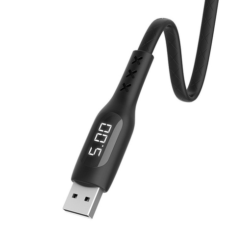 Hoco S6 microUSB cablu (LED ecran, temporizator), 2.4A, LED indicator de stare, 1,2m, negru