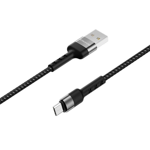 Borofone BX34 microUSB cablu (îmbrăcat în textil), textil, 2,4A, 1m, negru