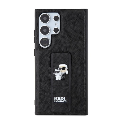 Samsung Galaxy S24 Ultra Karl Lagerfeld Saffiano Grip Stand Metal Logo husă (Negru) – KLHCS24LGSAKCPK