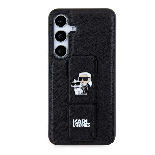 Samsung Galaxy S24 Karl Lagerfeld Saffiano Grip Stand Metal Logo husă (Negru) – KLHCS24SGSAKCPK