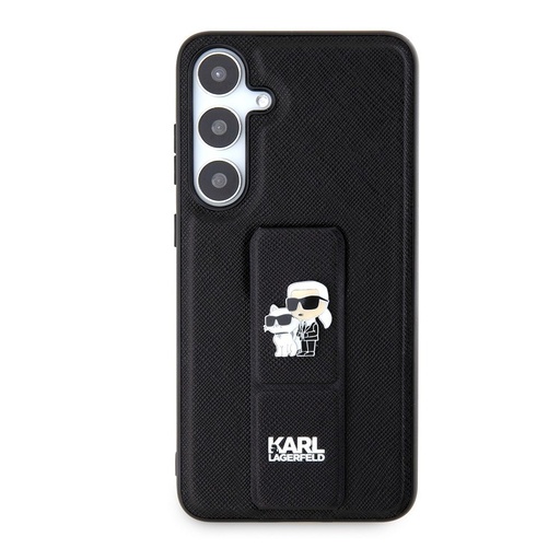 Samsung Galaxy S24+ Karl Lagerfeld Saffiano Grip Stand Metal Logo husă (Negru) – KLHCS24MGSAKCPK
