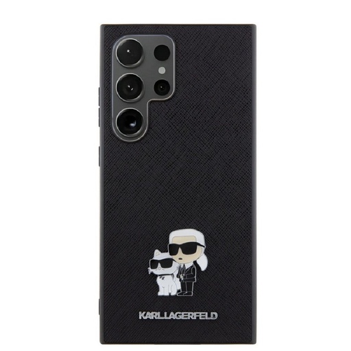 Samsung Galaxy S24 Ultra Karl Lagerfeld PU Saffiano Metal Karl and Choupette husă (Negru) – KLHCS24LPSAKCMPK