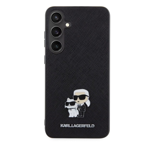 Samsung Galaxy S24+ Karl Lagerfeld PU Saffiano Metal Karl and Choupette husă (Negru) – KLHCS24MPSAKCMPK