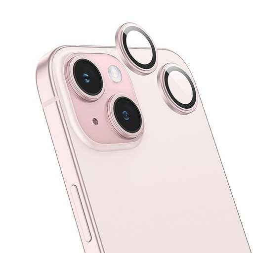 Apple iPhone 15 Pro / iPhone 15 Pro Max Hoco crystal transparent metal protecție cameră sticlă securizată roz