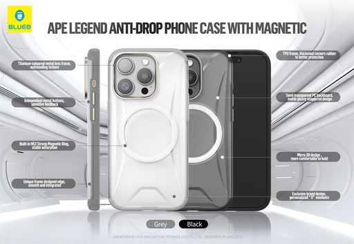 Apple iPhone 15 Pro Max BLUEO APE Legend anti drop magsafe husă spate (Negru)