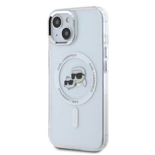 Apple iPhone 15 Karl Lagerfeld IML K&CH Heads Metal Frame MagSafe husă (Transparent) – KLHMP15SHLSKCH