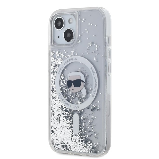 Apple iPhone 15 Karl Lagerfeld Liquid Glitter Karl Head MagSafe husă (Transparent) – KLHMP15SLGKISGH