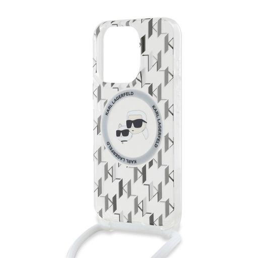Apple iPhone 15 Pro Max Karl Lagerfeld IML Monogram Crossbody K&CH Heads MagSafe husă (Transparent) – KLHMP15XHCKCKLCT