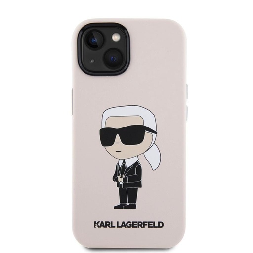 Apple iPhone 15 Karl Lagerfeld Liquid Silicone Iconic NFT husă (Roz) – KLHCP15SSNIKBCP