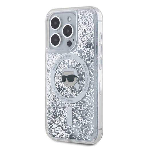 Apple iPhone 15 Pro Max Karl Lagerfeld Liquid Glitter Karl Head MagSafe husă (Transparent) – KLHMP15XLGKISGH