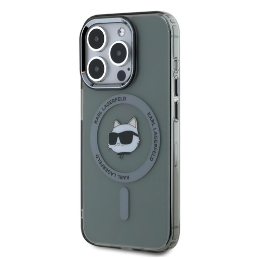 Apple iPhone 15 Pro Max Karl Lagerfeld IML Choupette Head Metal Frame MagSafe husă (Negru) – KLHMP15XHLSCHK