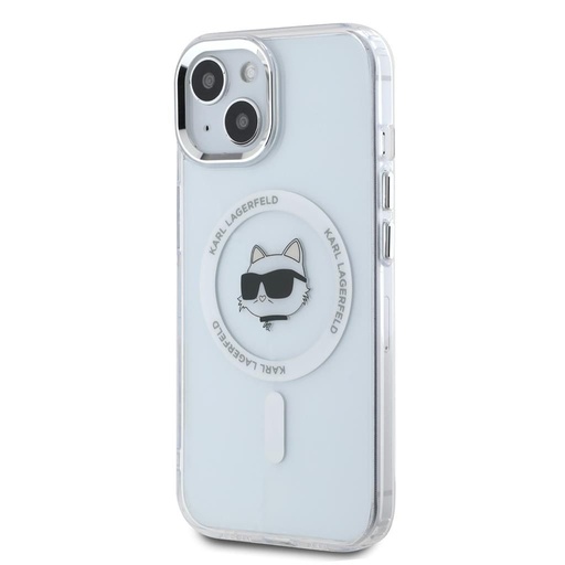 Apple iPhone 15 Karl Lagerfeld IML Choupette Head Metal Frame MagSafe husă (Transparent) – KLHMP15SHLSCHH