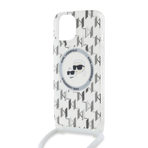 Apple iPhone 15 Karl Lagerfeld IML Monogram Crossbody K&CH Heads MagSafe husă (Transparent) – KLHMP15SHCKCKLCT
