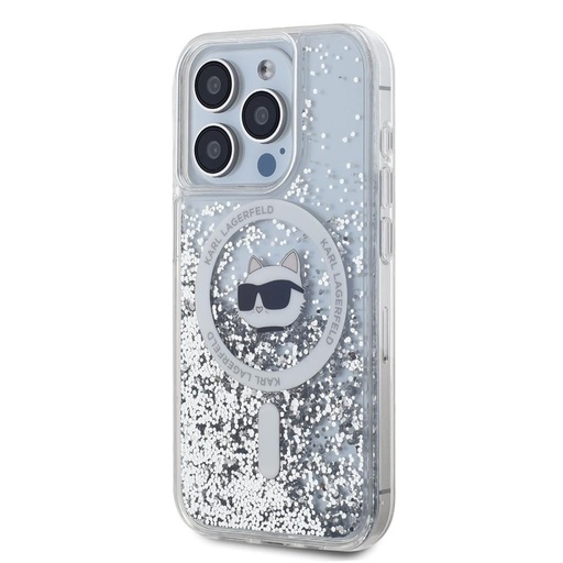 Apple iPhone 15 Pro Karl Lagerfeld Liquid Glitter Choupette Head MagSafe husă (Transparent) – KLHMP15LLGCHSGH