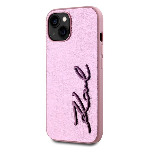 Apple iPhone 15 Karl Lagerfeld Wrinkled Signature husă (Roz) – KLHCP15SPFMFBKMP