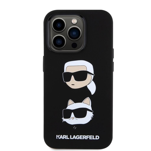 Apple iPhone 15 Pro Karl Lagerfeld Liquid Silicone Karl and Choupette Heads husă spate (Negru - KLHCP15LSDHKCNK)