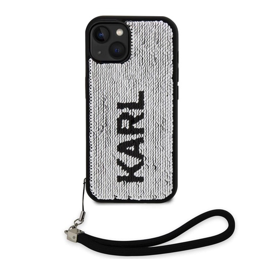 Apple iPhone 15 Karl Lagerfeld Sequins Reversible husă (Negru/Argintiu) – KLHCP15SPSQRKS