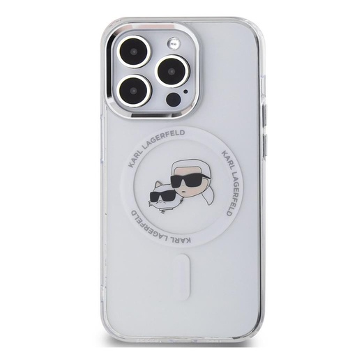 Apple iPhone 15 Pro Karl Lagerfeld IML K&CH Heads Metal Frame MagSafe husă (Transparent) – KLHMP15LHLSKCH