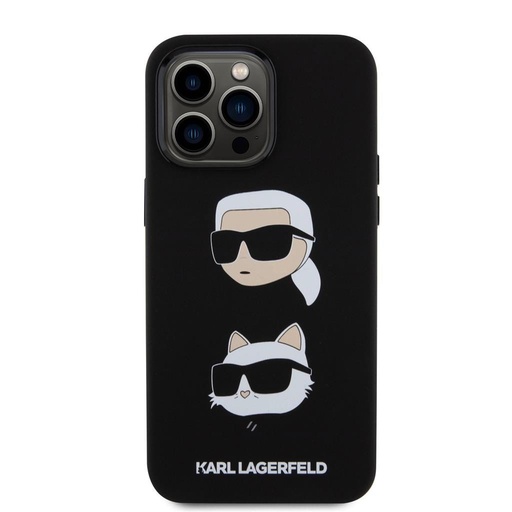 Apple iPhone 15 Pro Max Karl Lagerfeld Liquid Silicone Karl and Choupette Heads husă spate (Negru - KLHCP15XSDHKCNK)