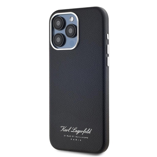 Apple iPhone 15 Pro Karl Lagerfeld Grained PU Hotel RSG husă (Negru) – KLHCP15LPGWCMKHK