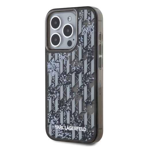 Apple iPhone 15 Pro Max Karl Lagerfeld Liquid Glitter Monogram Gradient husă (Negru) – KLHCP15XLKLGKCCK