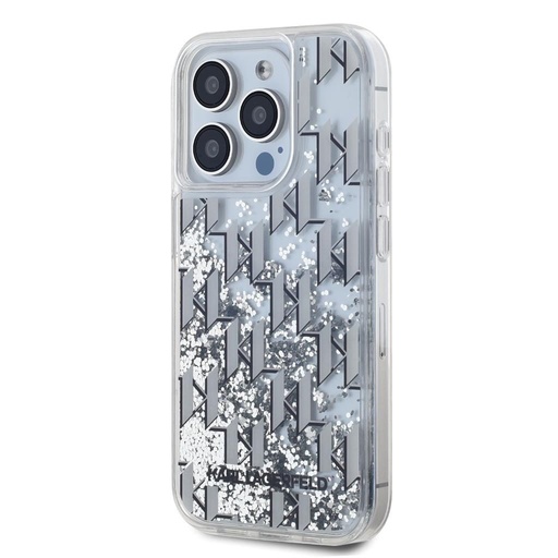 Apple iPhone 15 Pro Max Karl Lagerfeld Liquid Glitter Monogram Gradient husă (Alb) – KLHCP15XLKLGKCCH