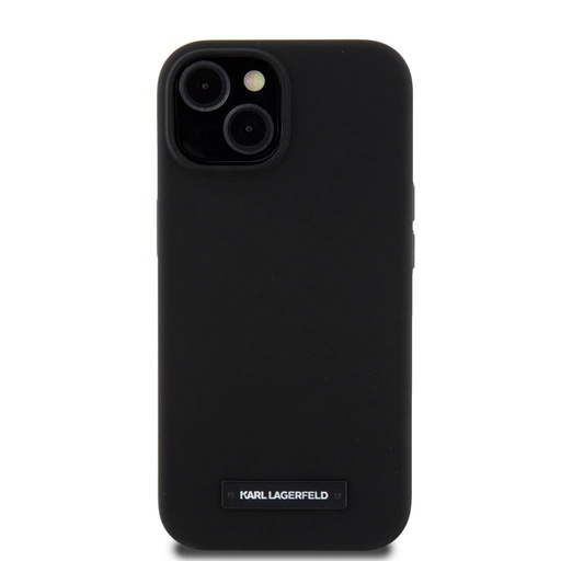 Apple iPhone 15 Negru Karl Lagerfeld Liquid Silicone Plaque MagSafe husă (Negru) – KLHMP15SSLMP1K