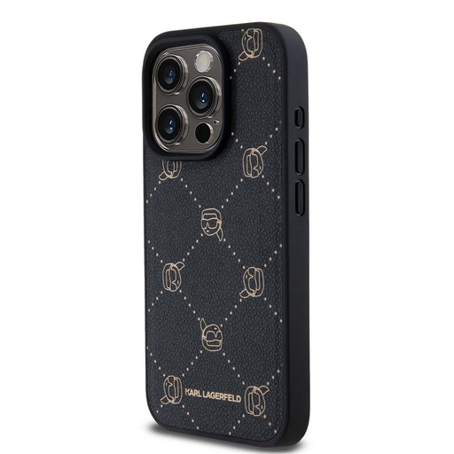 Apple iPhone 15 Pro Max Karl Lagerfeld PU Karl Heads Pattern MagSafe husă (Negru) – KLHMP15XPGKHPHK